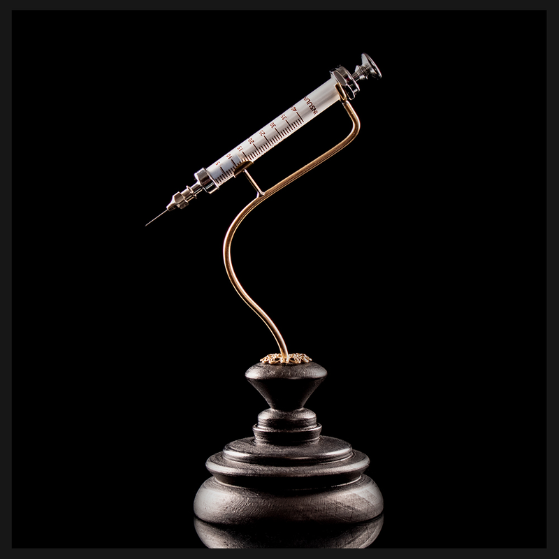 Syringe on custom mount